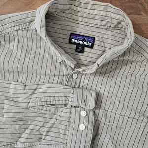 Patagonia Long-Sleeve Bluffside Button Shirt Neutral Light Beige Striped Medium